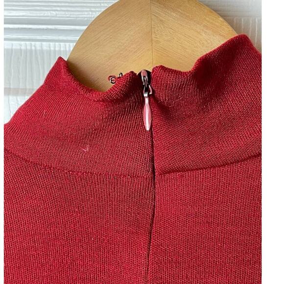 Vintage Mark Eisen Red Mock Neck Long Sleeve 100% Wool Sweater Women's Size L - Picture 4 of 7